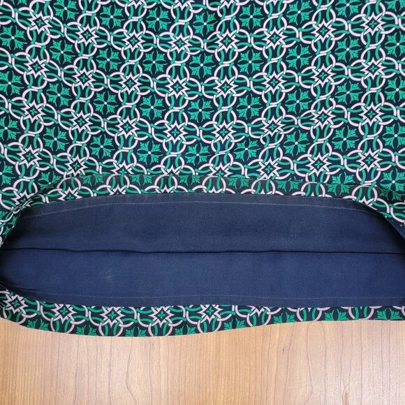 J. Crew Cutaway Back Green Navy Silk Swoop Dress in Latticework Medallion - 0 - Picture 10 of 12